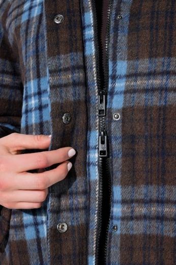 Plus size veliki brojevi Jakna karirana A kroja s kragnom za punije