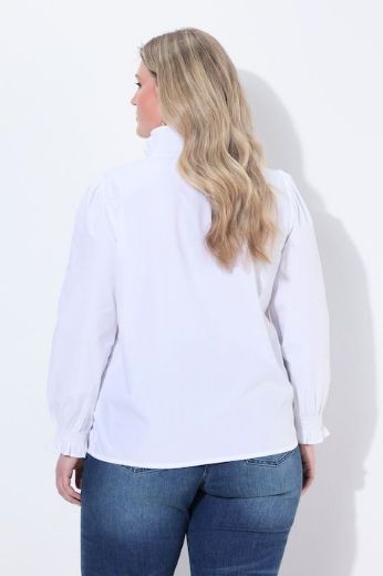 Plus size veliki brojevi Bluza dugih rukava s volanima i gumbima za punije