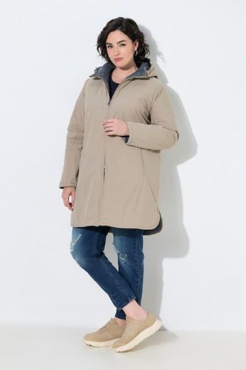 Plus size veliki brojevi Jakna dvostrana vodoodbojna A kroja s kapuljačom za punije
