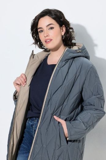 Plus size veliki brojevi Jakna dvostrana vodoodbojna A kroja s kapuljačom za punije