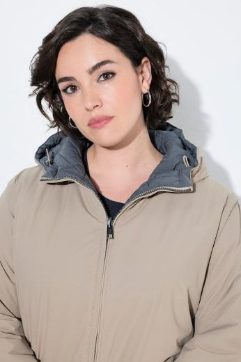Plus size veliki brojevi Jakna dvostrana vodoodbojna A kroja s kapuljačom za punije
