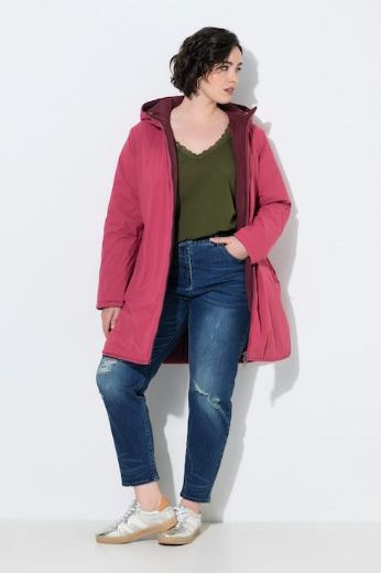 Plus size veliki brojevi Jakna dvostrana vodoodbojna A kroja s kapuljačom za punije