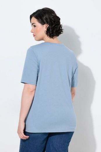 Plus size veliki brojevi Majica kratkih rukava V izreza s aplikacijom za punije