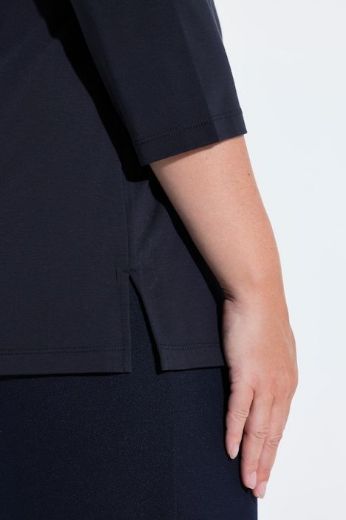 Plus size veliki brojevi Majica 3/4 rukava s asimetričnim izrezom i brošem za punije