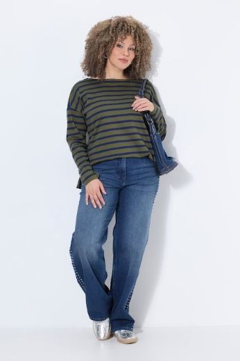 Plus size veliki brojevi Traperice širokih ravnih nogavica rastezljive za punije