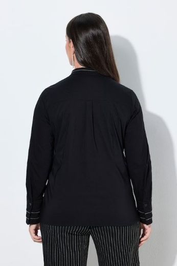 Plus size veliki brojevi Bluza dugih rukava s kragnom i ukrasnim perlicama za punije