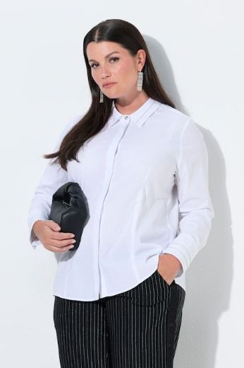 Plus size veliki brojevi Bluza dugih rukava s kragnom i ukrasnim perlicama za punije