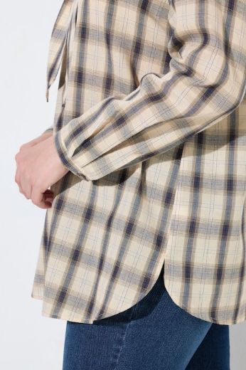 Plus size veliki brojevi Bluza karirana dugih rukava A kroja za punije