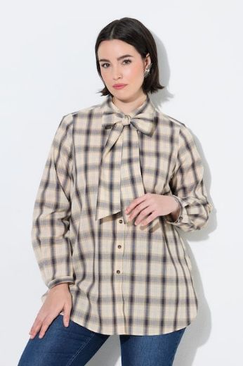 Plus size veliki brojevi Bluza karirana dugih rukava A kroja za punije