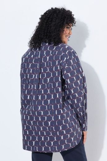 Plus size veliki brojevi Bluza dugih rukava šireg kroja s kragnom i uzorkom za punije