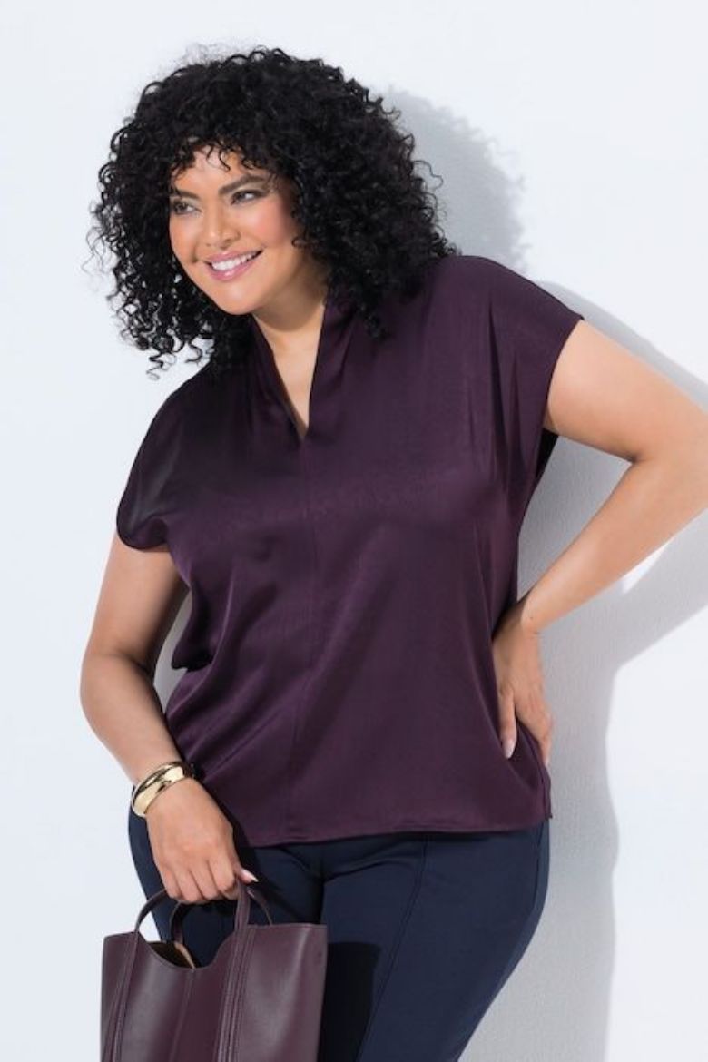 Plus size veliki brojevi Bluza kratkih rukava od satena za punije