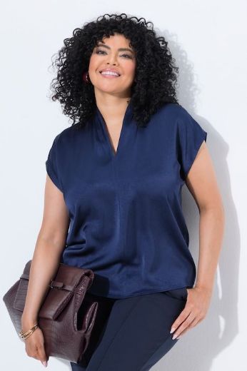 Plus size veliki brojevi Bluza kratkih rukava od satena za punije