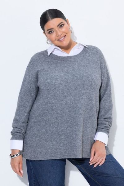 Veliki brojevi Pulover dugih rukava okruglog izreza s vezanjem na leđima moda za punije