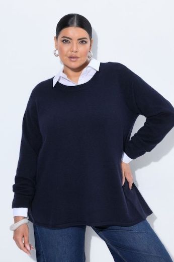 Plus size veliki brojevi Pulover dugih rukava okruglog izreza s vezanjem na leđima za punije