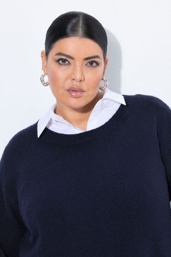 Plus size veliki brojevi Pulover dugih rukava okruglog izreza s vezanjem na leđima za punije
