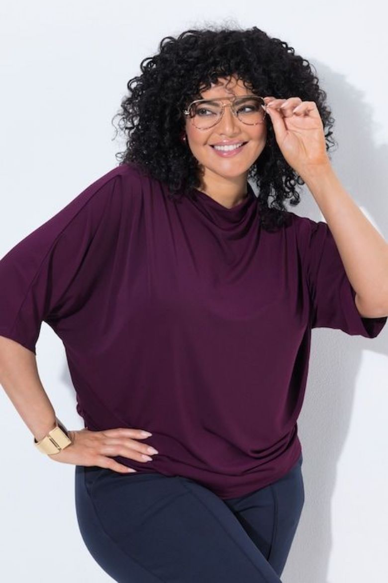 Plus size veliki brojevi Majica kratkih rukava šireg kroja s povišenim ovratnikom za punije