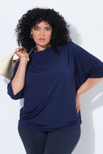 Plus size veliki brojevi Majica kratkih rukava šireg kroja s povišenim ovratnikom za punije