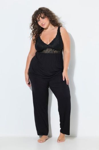 Plus size veliki brojevi Pidžama dvodijelna s čipkastim detaljima i elastičnim strukom za punije