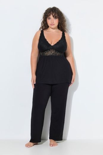 Plus size veliki brojevi Pidžama dvodijelna s čipkastim detaljima i elastičnim strukom za punije