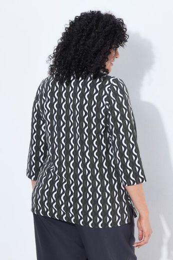 Plus size veliki brojevi Majica 3/4 rukava V izreza s kragnom i uzorkom za punije