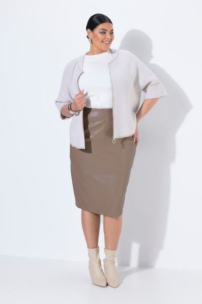 Veliki brojevi Suknja uskog kroja imitacije kože moda za punije