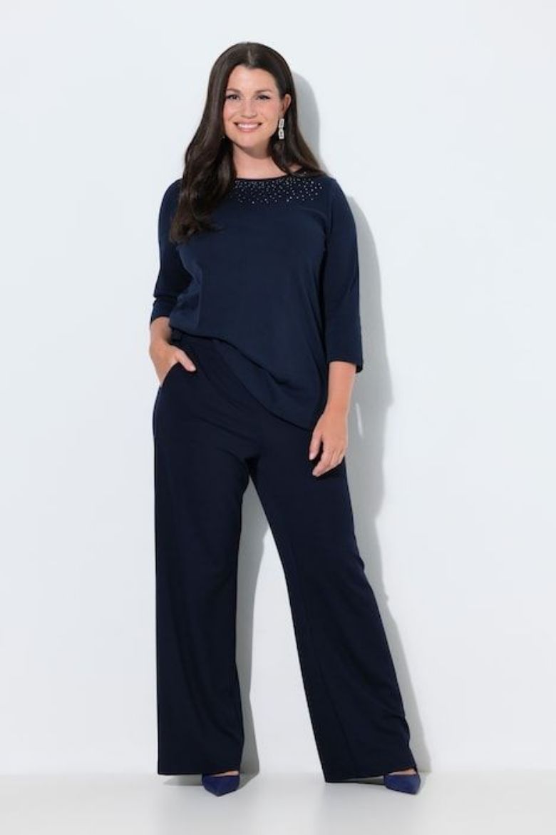 Plus size veliki brojevi Hlače širokih nogavica ravnog kroja od rastezljive viskoze za punije