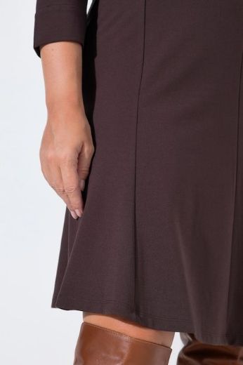 Plus size veliki brojevi Haljina midi 3/4 rukava okruglog izreza s patentnim džepovima za punije