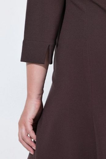 Plus size veliki brojevi Haljina midi 3/4 rukava okruglog izreza s patentnim džepovima za punije