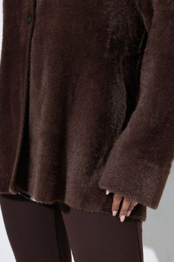 Plus size veliki brojevi Kardigan dugih rukava A kroja s povišenim ovratnikom i gumbima za punije