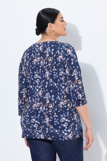 Plus size veliki brojevi Majica 3/4 rukava srcolikog izreza s uzorkom za punije