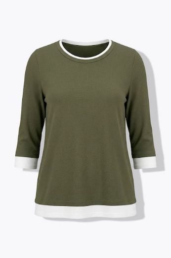 Plus size veliki brojevi Majica 3/4 rukava okruglog izreza s ukrasnim rubovima za punije