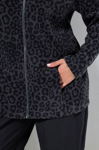 Plus size veliki brojevi Jakna dugih rukava od flisa s povišenim ovratnikom i leopard uzorkom za punije