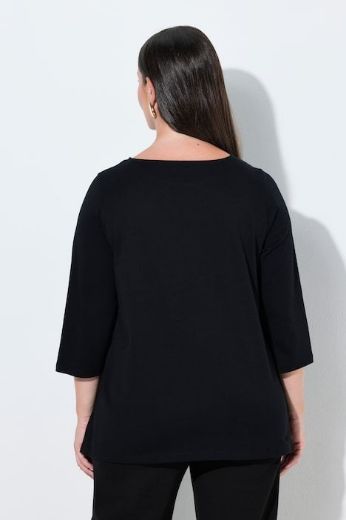 Plus size veliki brojevi Majica 3/4 rukava lađa izreza s ukrasnim kamenčićima za punije