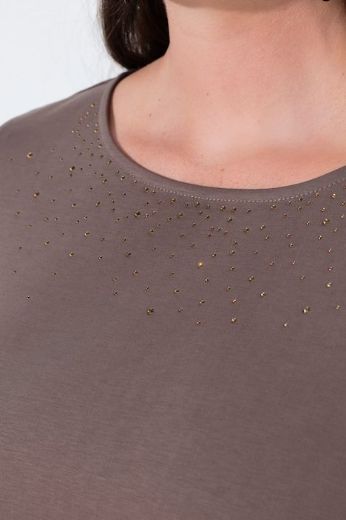 Plus size veliki brojevi Majica 3/4 rukava lađa izreza s ukrasnim kamenčićima za punije