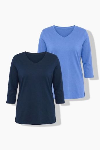Plus size veliki brojevi Majice 3/4 rukava 2 u paketu V izreza za punije