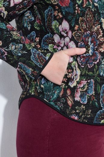 Plus size veliki brojevi Jakna dugih rukava okruglog izreza s cvjetnim uzorkom za punije