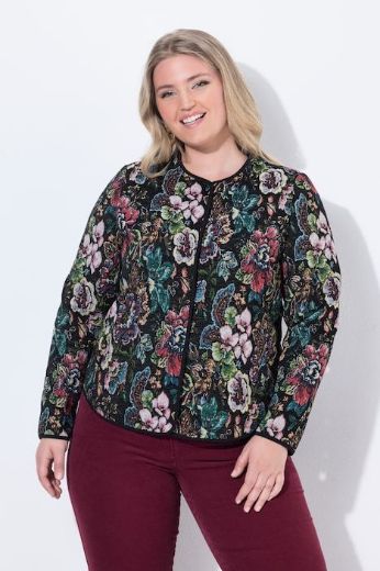 Plus size veliki brojevi Jakna dugih rukava okruglog izreza s cvjetnim uzorkom za punije