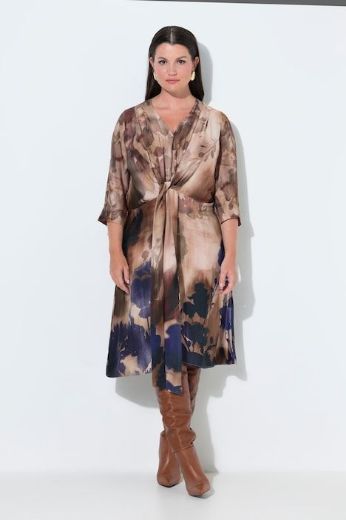 Plus size veliki brojevi Haljina maxi  3/4 rukava V izreza za punije