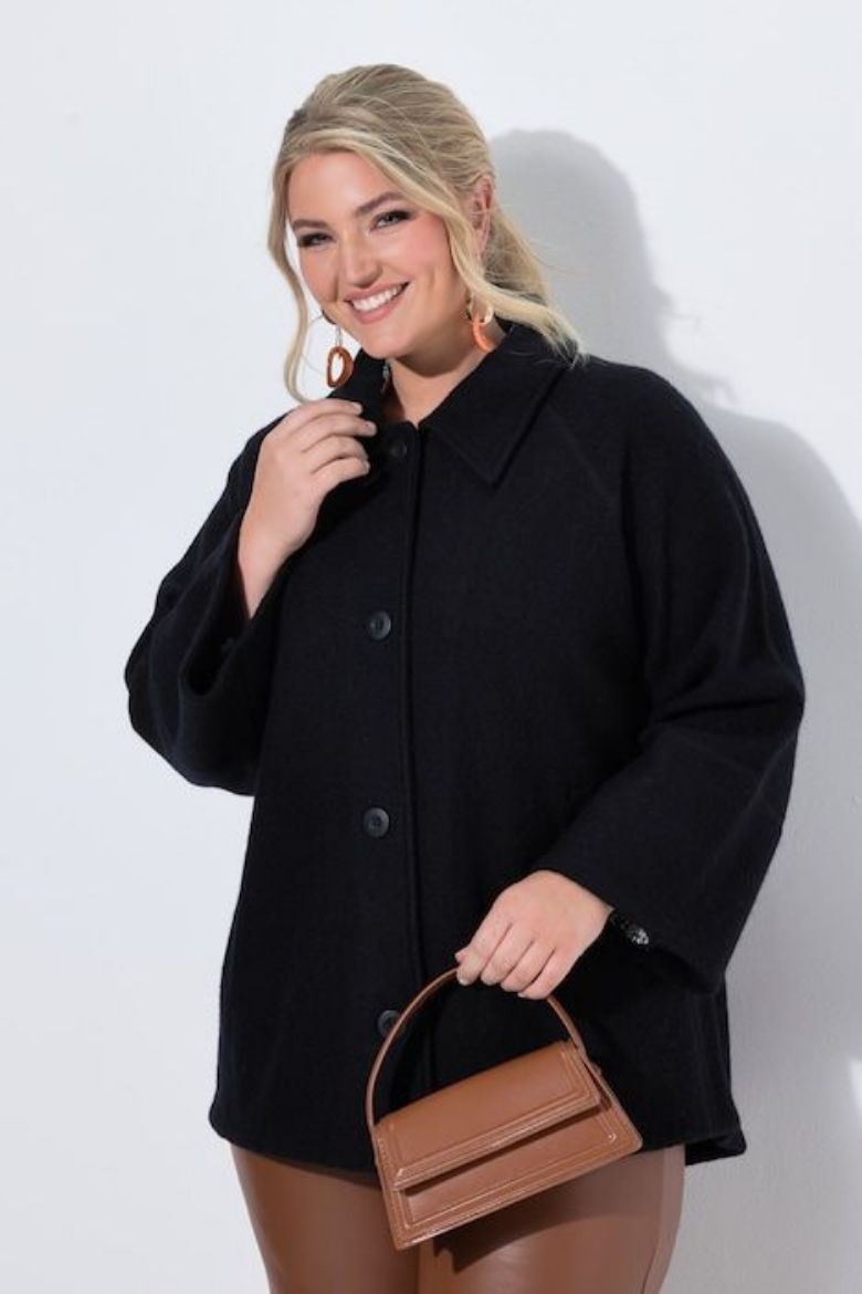 Plus size veliki brojevi Jakna vunena A kroja dugih rukava s kragnom za punije