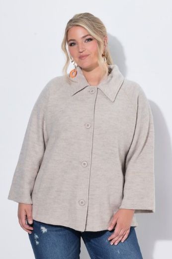 Plus size veliki brojevi Jakna vunena A kroja dugih rukava s kragnom za punije