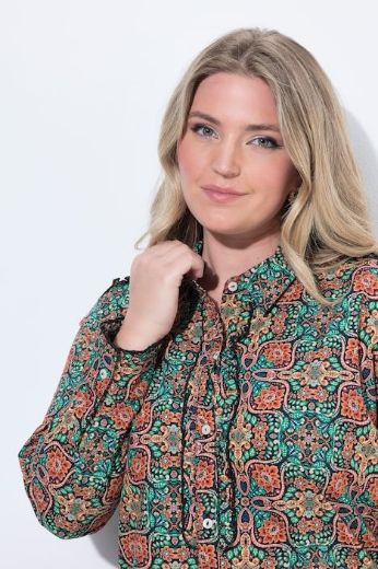 Plus size veliki brojevi Bluza dugih rukava s kragnom i cvjetnim uzorkom za punije