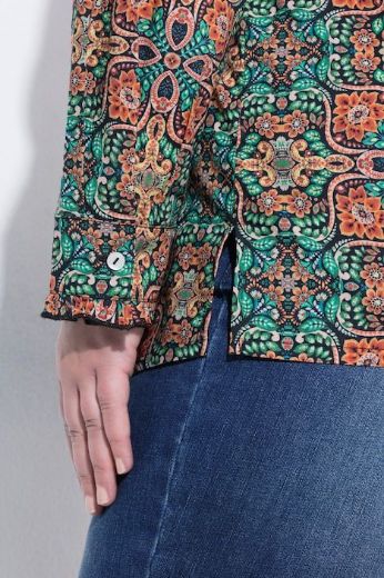 Plus size veliki brojevi Bluza dugih rukava s kragnom i cvjetnim uzorkom za punije