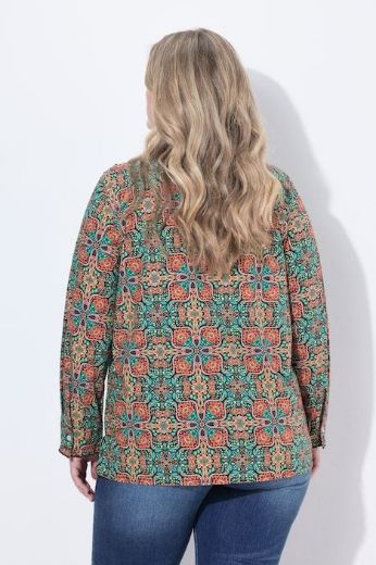 Plus size veliki brojevi Bluza dugih rukava s kragnom i cvjetnim uzorkom za punije