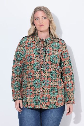 Plus size veliki brojevi Bluza dugih rukava s kragnom i cvjetnim uzorkom za punije
