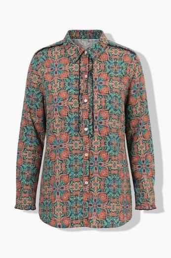 Plus size veliki brojevi Bluza dugih rukava s kragnom i cvjetnim uzorkom za punije