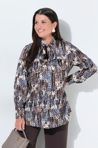 Plus size veliki brojevi Bluza satenska dugih rukava A kroja V izreza za punije