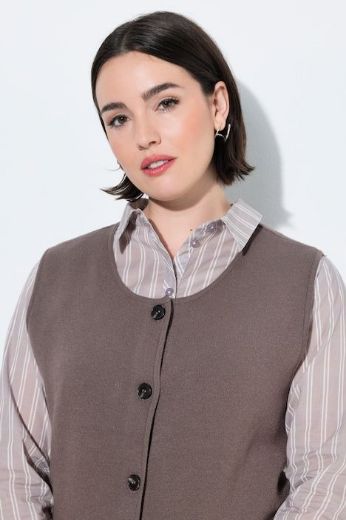 Plus size veliki brojevi Prsluk pleteni okruglog izreza s gumbima za punije
