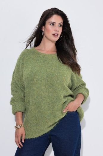 Plus size veliki brojevi Pulover dugih rukava širokog kroja okruglog izreza za punije
