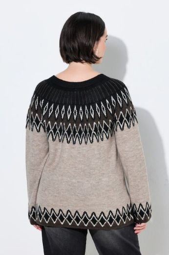 Plus size veliki brojevi Pulover dugih rukava okruglog izreza s norveškim uzorkom za punije