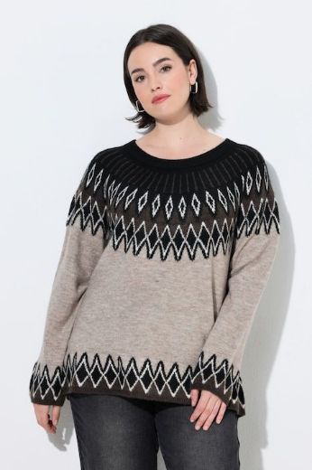 Plus size veliki brojevi Pulover dugih rukava okruglog izreza s norveškim uzorkom za punije